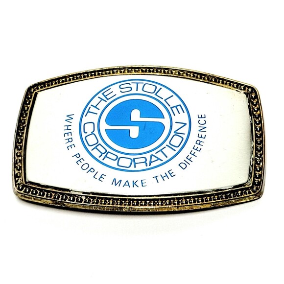 VTG The Stolle Corporation Belt Buckle 3.15" wide Alumaline 4108 BB-317 USA VGC! - Picture 2 of 6